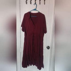Burgundy Buttoned Dress